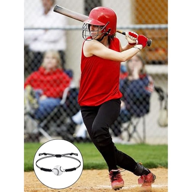 Arabest Jadive 20 Pieces Softball Bracelet Bulk Softball Gifts Softball Charm Bracelet Adjustable Braided Rope Bracelet Gifts for Team Sport Players Adult Woman - Image 5